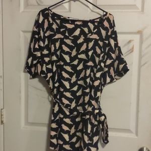 Flowy Bird Print Tunic Shirt